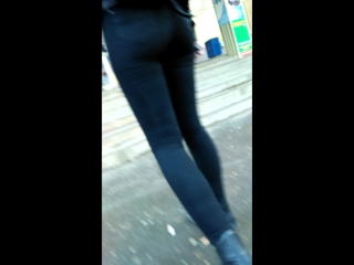 schoolgirl in black jeans ass