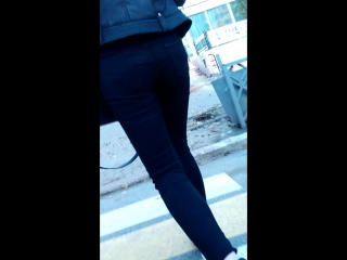 schoolgirl in black jeans ass